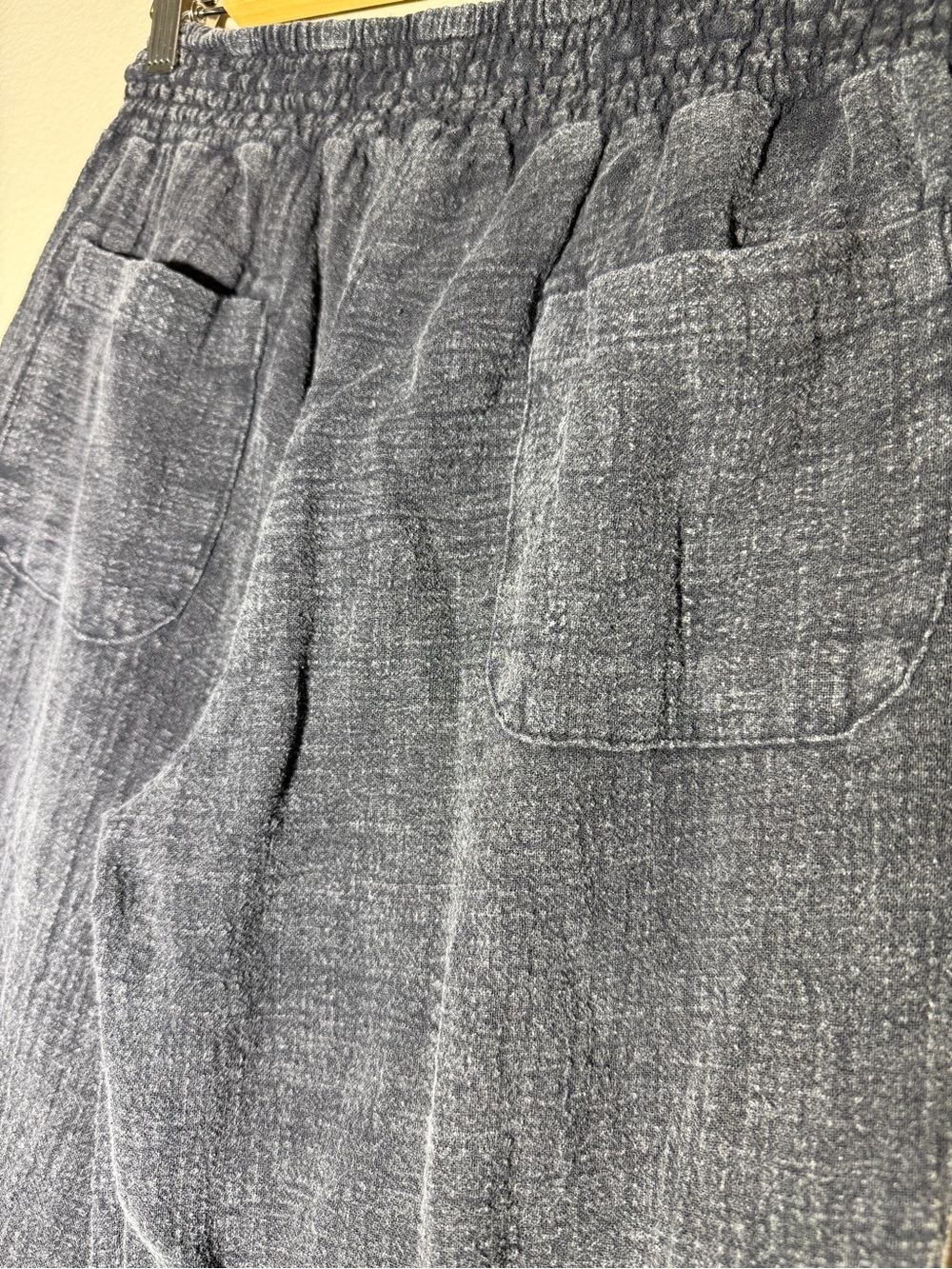 Ocean Drive Washed Black Drawstring Textured Joggers with White Cord Small - Picture 3 of 8